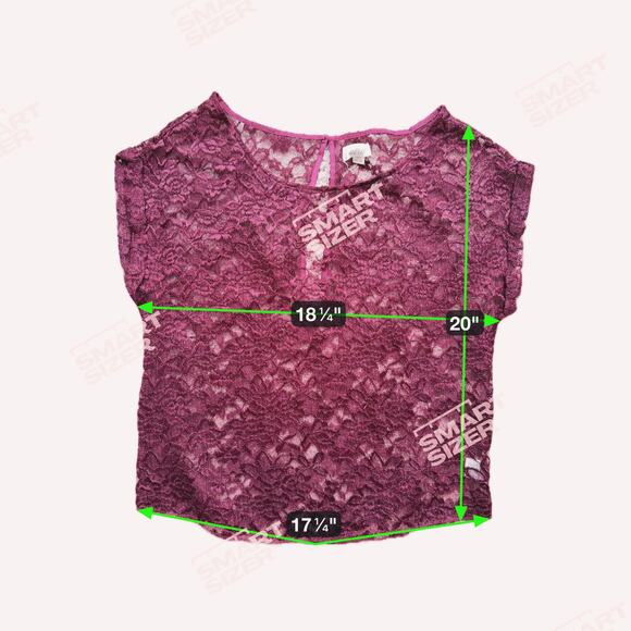 Aerie Maroon Floral Lace Sheer Dolman Short Sleeve Top XS Vintage Y2K Whimsigoth - Picture 7 of 7